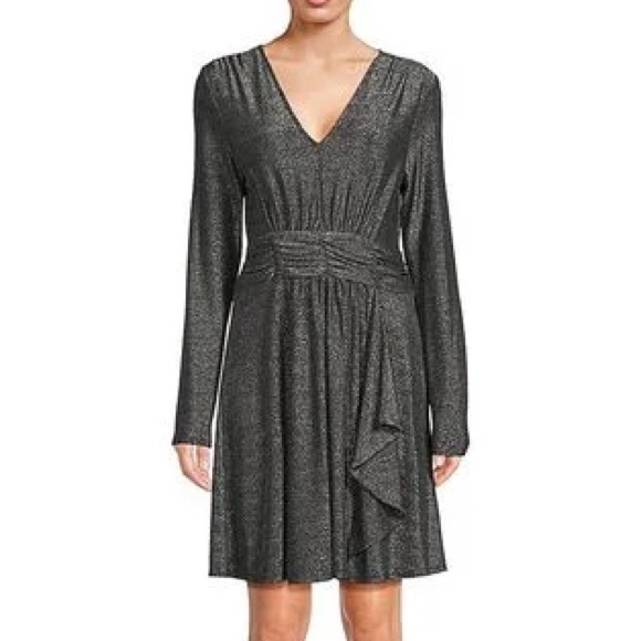 DKNY Sparkle Knit A Line Long Sleeve Dress NWT, M - Picture 1 of 5